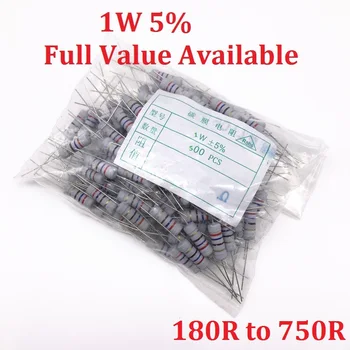 500PC 1W Oxide Carbom Metal film Resistor 180R/200R/220R/240R/270R/300R/330R/360R/390R/430R/470R/510R/560R/620R/680R/750R 5%
500PC 1W Oxide Carbom Metal film Resistor 180R/200R/220R/240R/270R/300R/330R/360R/390R/430R/470R/510R/560R/620R/680R/750R 5%