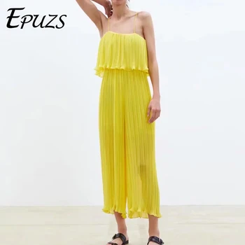 elegant chiffon yellow pleated jumpsuits women Summer rompers womens jumpsuit korean sleeveless backless playsuit overalls 2019
elegant chiffon yellow pleated jumpsuits women Summer rompers womens jumpsuit korean sleeveless backless playsuit overalls 2019