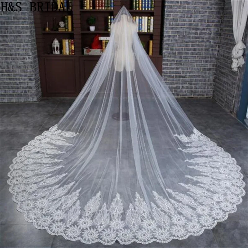 H&S BRIDAL Veils 3 Meters Ivory Cathedral Wedding Veils Long Lace Edge Bridal Veil with Comb 2019 Wedding Accessories
H&S BRIDAL Veils 3 Meters Ivory Cathedral Wedding Veils Long Lace Edge Bridal Veil with Comb 2019 Wedding Accessories