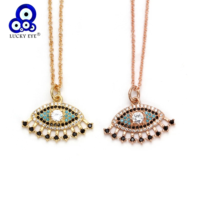 Lucky Eye Pendant Necklace Rose Gold Color Long Chain Evil Eye Necklace Micro Pave Charm Fashion Jewelry for Women Girls EY1185
Lucky Eye Pendant Necklace Rose Gold Color Long Chain Evil Eye Necklace Micro Pave Charm Fashion Jewelry for Women Girls EY1185