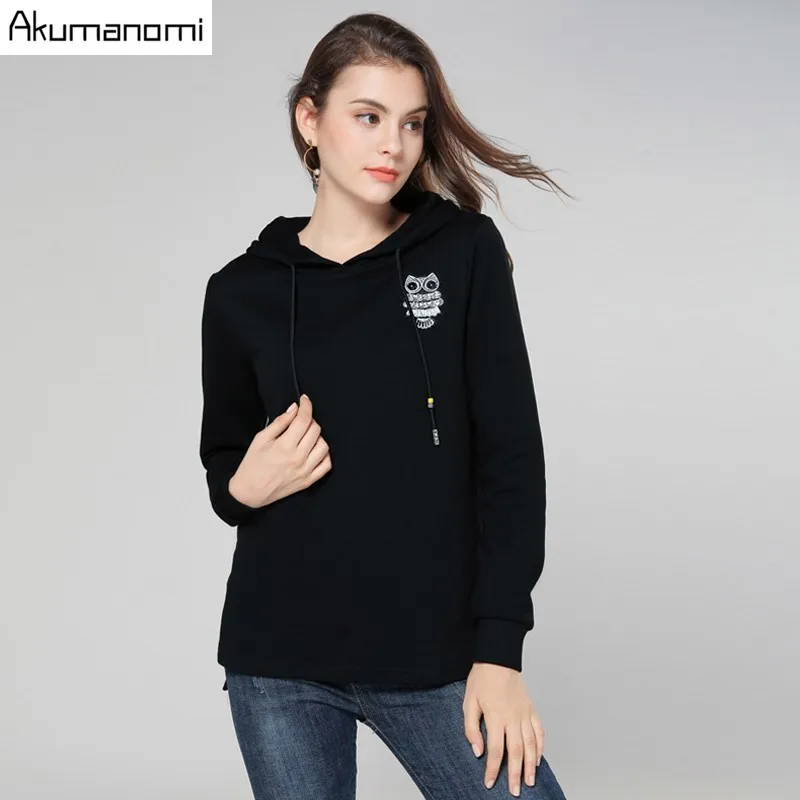 Autumn Cotton Pullovers Hoodie Women's Clothes Black Hooded Full Sleeve Owl Beading Spring Tops Outerwear Plus Size 5xl 4xl-l
Autumn Cotton Pullovers Hoodie Women's Clothes Black Hooded Full Sleeve Owl Beading Spring Tops Outerwear Plus Size 5xl 4xl-l