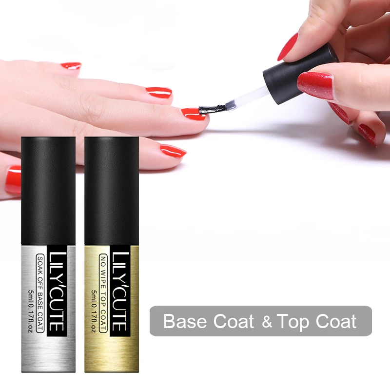 LILYCUTE No Wipe Top Coat Base Coat 5ml Nail Art UV Gel Polish DIY Tips Soak off Base Foundation Manicure Design
LILYCUTE No Wipe Top Coat Base Coat 5ml Nail Art UV Gel Polish DIY Tips Soak off Base Foundation Manicure Design