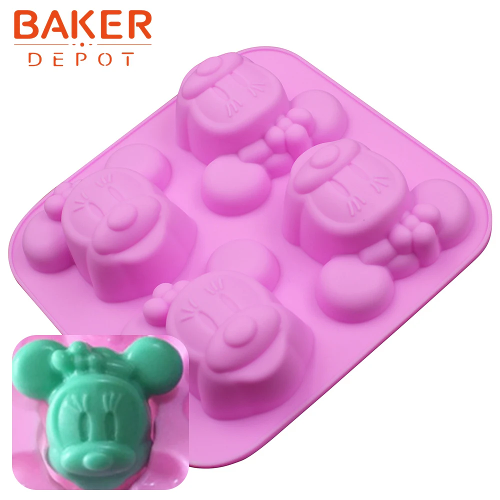 BAKER DEPOT Minnie Silicone Bakeware Cake mold dessert pudding Soap molds mouse Jelly ice baking tools bread pastry mould 4 hole
BAKER DEPOT Minnie Silicone Bakeware Cake mold dessert pudding Soap molds mouse Jelly ice baking tools bread pastry mould 4 hole