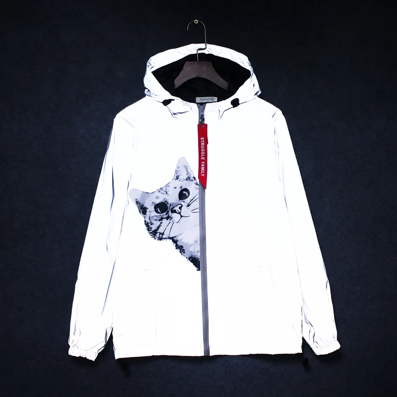 XIU LUO men 3M Reflective Jacket Cat Animal Print Zipper Funny Pocket Men Windbreaker Jackets Homme Coats 2019 New spring Autumn
XIU LUO men 3M Reflective Jacket Cat Animal Print Zipper Funny Pocket Men Windbreaker Jackets Homme Coats 2019 New spring Autumn