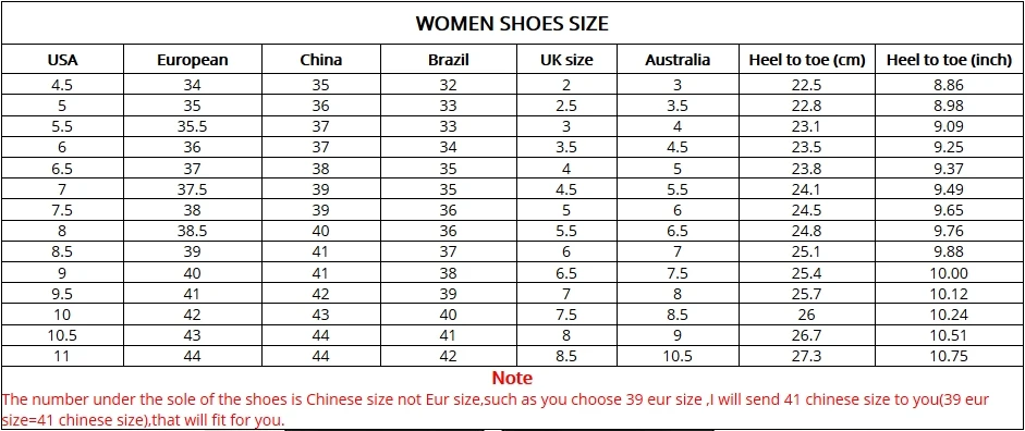 Shoe Size Chart