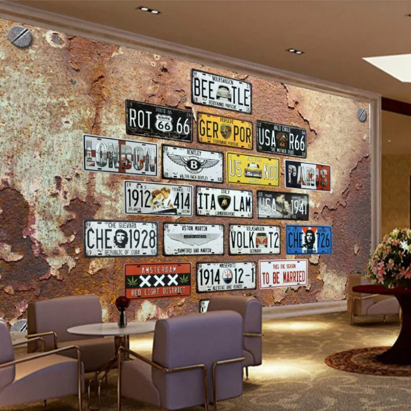 Retro Rusty License Plate Backdrop Wall Wallpaper for walls KTV Custom 3d Wall Paper Vintage Decorative Painting 3d Muarl
Retro Rusty License Plate Backdrop Wall Wallpaper for walls KTV Custom 3d Wall Paper Vintage Decorative Painting 3d Muarl