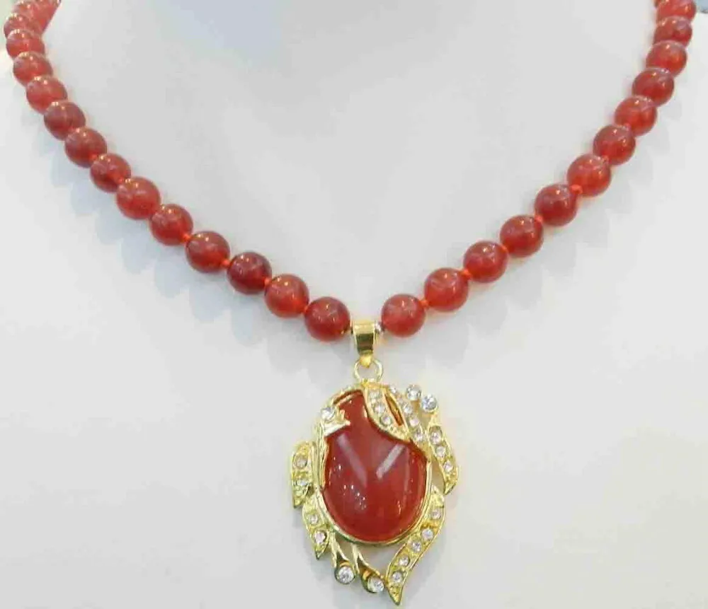 Miss charm Jew.21 Charming 8mm Red Round Beads Gems Oval Gold Color Pendant Necklace 18
Miss charm Jew.21 Charming 8mm Red Round Beads Gems Oval Gold Color Pendant Necklace 18