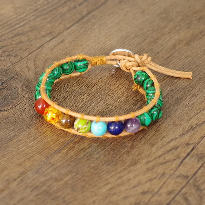 7 Chakra Leather Bracelet Bangle Malachite Stone Beads Wrap Bracelet Women Fashion Jewelry Boho Yoga Chakra Charm Bracelet Gift
7 Chakra Leather Bracelet Bangle Malachite Stone Beads Wrap Bracelet Women Fashion Jewelry Boho Yoga Chakra Charm Bracelet Gift