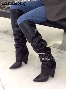 2018 fashion women length to knee long boots pointed toe pure black with reflective long boots warm and comfortable
2018 fashion women length to knee long boots pointed toe pure black with reflective long boots warm and comfortable