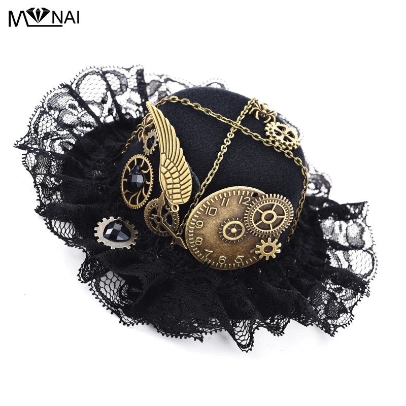 Women Gothic Steampunk Mini Hat Lace Hair Clip Wing Gears Steampunk Hairpin Headdress Accessories
Women Gothic Steampunk Mini Hat Lace Hair Clip Wing Gears Steampunk Hairpin Headdress Accessories