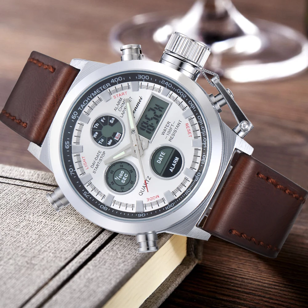 SFMEI S1124 мужские часы с двойным дисплеем модные Gemius военные спортивные тканевые