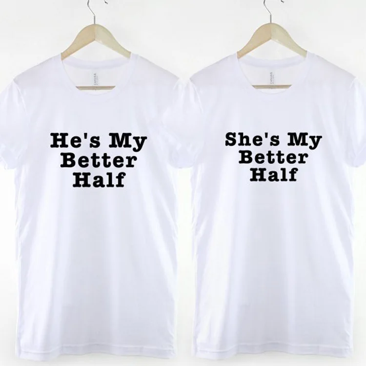 

Sugarbaby He is my Better Half She is my Better Half Couple's T-shirt Short Sleeve Fashion Matching's t shirt 90s aesthetic Tops