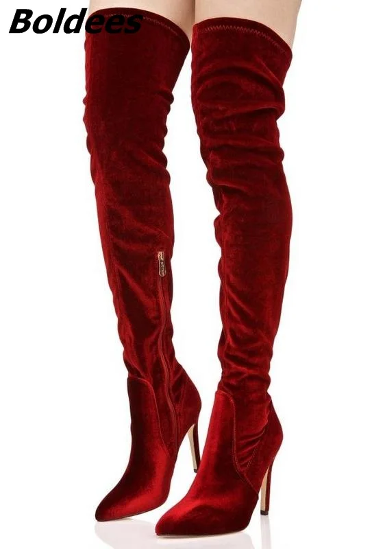 2018 Fashion Red Velvet Thigh High Boots Thin Heel Over-the-knee Botas Mujer Boots Women Half Zipper Thin High Heel Long Boots
2018 Fashion Red Velvet Thigh High Boots Thin Heel Over-the-knee Botas Mujer Boots Women Half Zipper Thin High Heel Long Boots