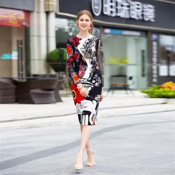 Women Runway Dress 2019 High Quality O-Neck Long Sleeve Print Hollow Out Elegant Ladies Pencil Dresses NP0133N 
Women Runway Dress 2019 High Quality O-Neck Long Sleeve Print Hollow Out Elegant Ladies Pencil Dresses NP0133N
