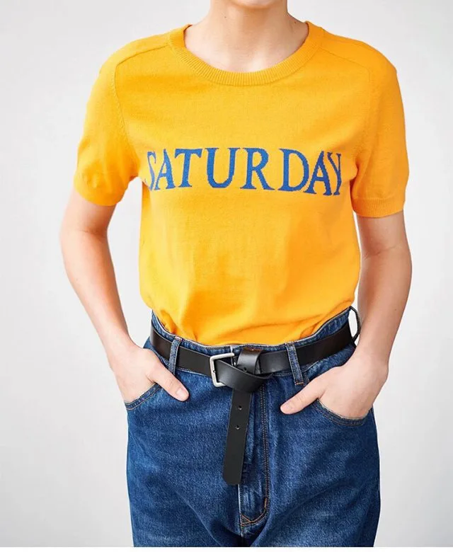 Top Quality Today/Holiday/Week Letter Print Sweater - Women 2019 Early Autumn Wool Thin Knit Short Sleeve O Neck Pullover
Top Quality Today/Holiday/Week Letter Print Sweater - Women 2019 Early Autumn Wool Thin Knit Short Sleeve O Neck Pullover