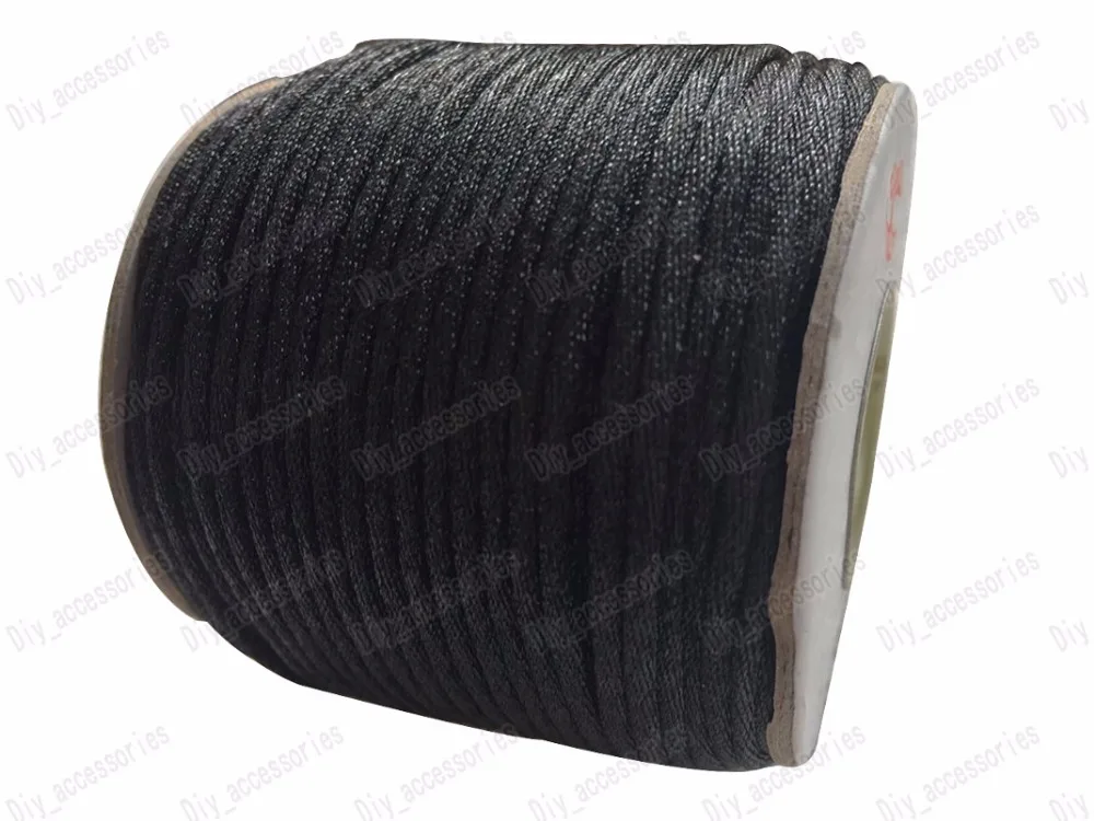 

1.5mm Black Rattail Satin Nylon Cord Chinese Knot Beading Cord+Macrame Rope Bracelet Cords Accessories 80m/roll