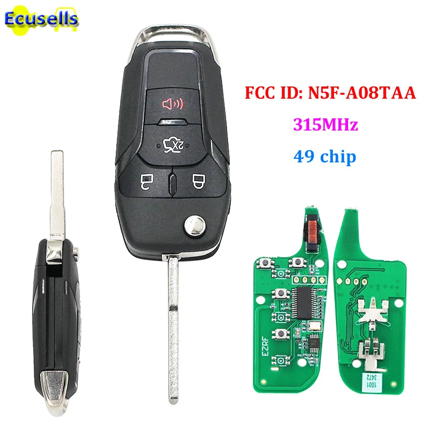 3+1 button Flip Remote Key Keyless Entry Fob 315MHz for Ford Fusion 2013-2015 FCC ID: N5F-A08TAA HU101 49 Chip : Hitagpro
3+1 button Flip Remote Key Keyless Entry Fob 315MHz for Ford Fusion 2013-2015 FCC ID: N5F-A08TAA HU101 49 Chip : Hitagpro