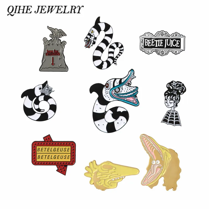 QIHE JEWELRY Beetlejuice pins collection Halloween Lapel pins Dark Badges Horror Movie Fan Gift Accessories Goth girls jewelry
QIHE JEWELRY Beetlejuice pins collection Halloween Lapel pins Dark Badges Horror Movie Fan Gift Accessories Goth girls jewelry