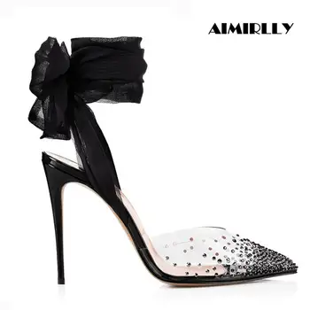 Women PVC Shoes Pointed Toe High Heels Sandals Slingback Lace Up Ladies Summer Heels Party Wedding Shoes Aimirlly 
Women PVC Shoes Pointed Toe High Heels Sandals Slingback Lace Up Ladies Summer Heels Party Wedding Shoes Aimirlly