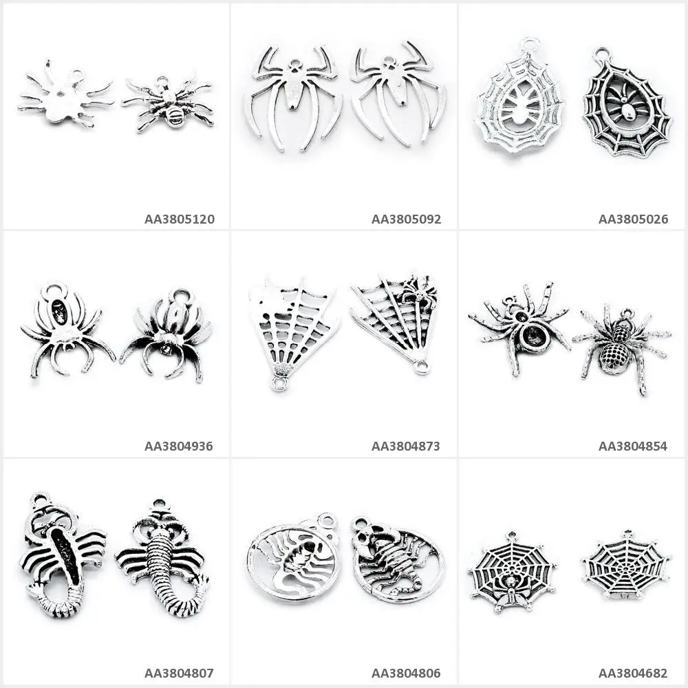 Antique Silver Plated Jewelry Making Charms Cobweb Spider Net Scorpio Scorpion Crafting Craft Beading | Украшения и аксессуары