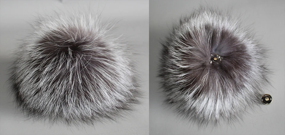 Luxurious 100% Real Silver Fox Fur Pompoms For Winter Hat 15cm Genuine Fur Pom For Bag Hats Cap Scarf Gloves (5)