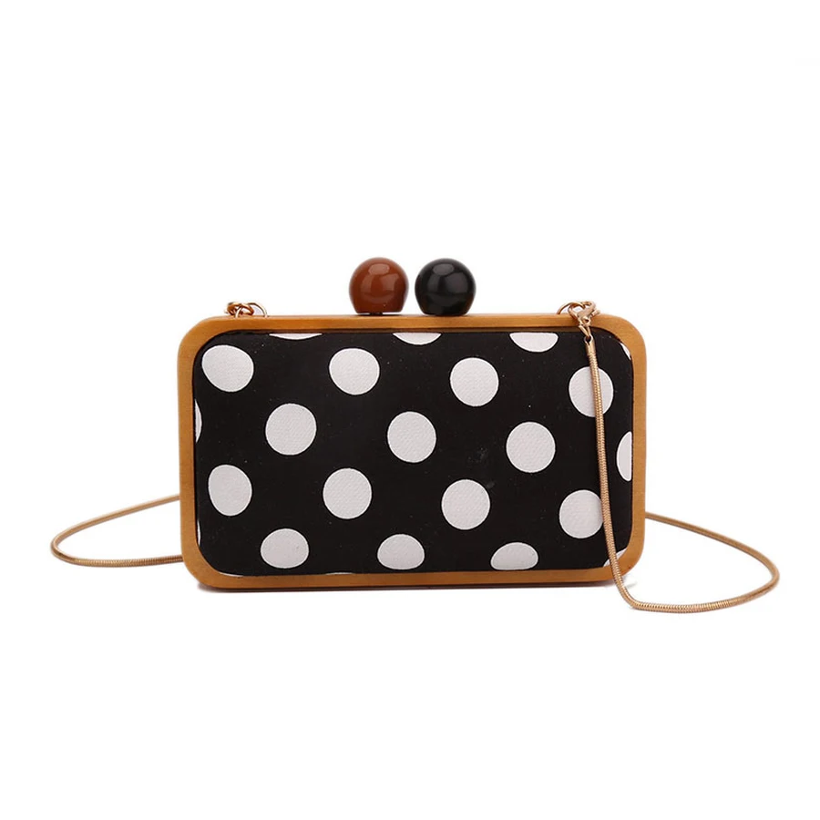 Vintage Polka Dot Design Messenger Bag Fashion Wood Style Women's Party Clutch Bag Chains Purse Ladies Mini Shoulder Bag Flap
Vintage Polka Dot Design Messenger Bag Fashion Wood Style Women's Party Clutch Bag Chains Purse Ladies Mini Shoulder Bag Flap