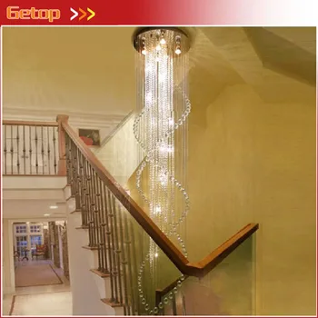 

Best Price Duplex Staircase K9 Crystal Chandelier Villa Luxury Hotel Stair Pendant Lamp LED Spiral Long Droplight Lightings