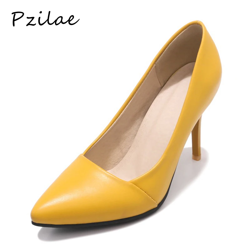 Pzilae hot selling women shoes pointed toe pumps yellow 9CM sexy high heels dress shoes fashion sweet party shoes zapatos mujer
Pzilae hot selling women shoes pointed toe pumps yellow 9CM sexy high heels dress shoes fashion sweet party shoes zapatos mujer