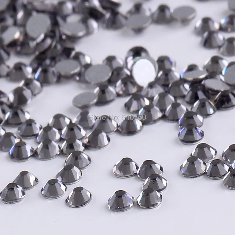 Image 1440pcs SS3 (1.7 1.8mm) Black diamond Flat Back Glitter For Nail Art Glue On Non Hotfix Rhinestones Jewelry DIY Free Shipping