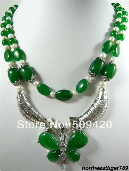 Free Shipping WholesaleGreen Jade White Pearl 18KWGP Crystal Fish Butterfly Pendant Necklace
Free Shipping WholesaleGreen Jade White Pearl 18KWGP Crystal Fish Butterfly Pendant Necklace
