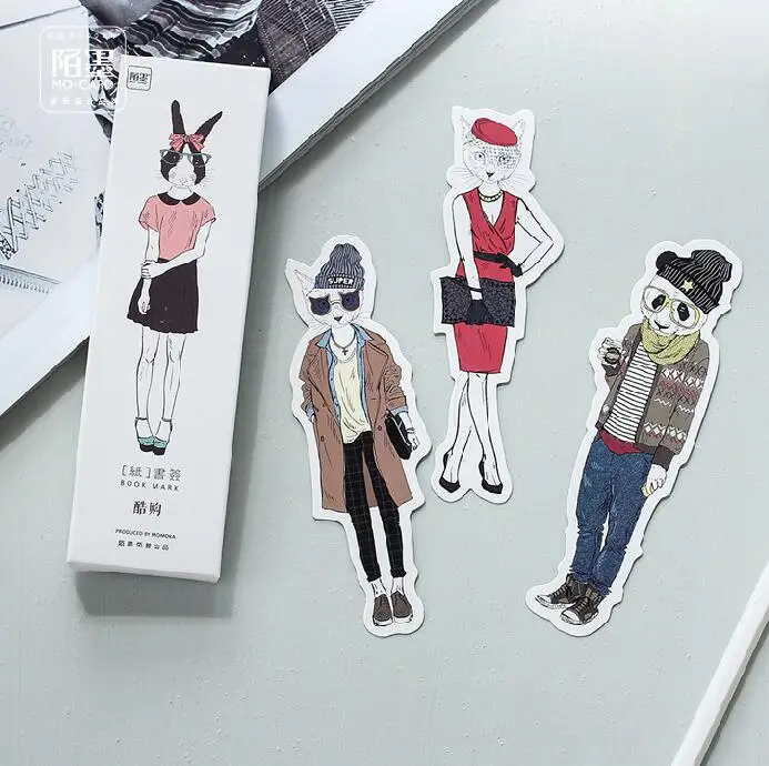 30 pcs/pack Cool Shopping Animals Bookmark Paper Cartoon Promotional Gift Stationery Film | Канцтовары для офиса и дома