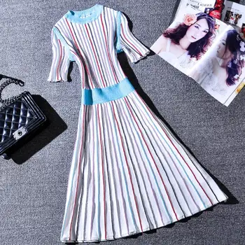 Women Sweater Dress summer autumn Short Sleeves Fashion Elegant Knitted Slim o-neck pleated dress
Women Sweater Dress summer autumn Short Sleeves Fashion Elegant Knitted Slim o-neck pleated dress