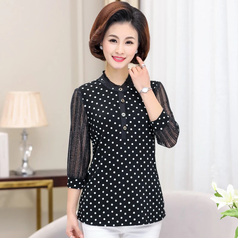 NIFULLAN Polka Dot Print Women Lace T-shirt Tops 2019 Spring Summer 5XL Plus Size Mother Clothing Tee Shirts Femme Pullover
NIFULLAN Polka Dot Print Women Lace T-shirt Tops 2019 Spring Summer 5XL Plus Size Mother Clothing Tee Shirts Femme Pullover