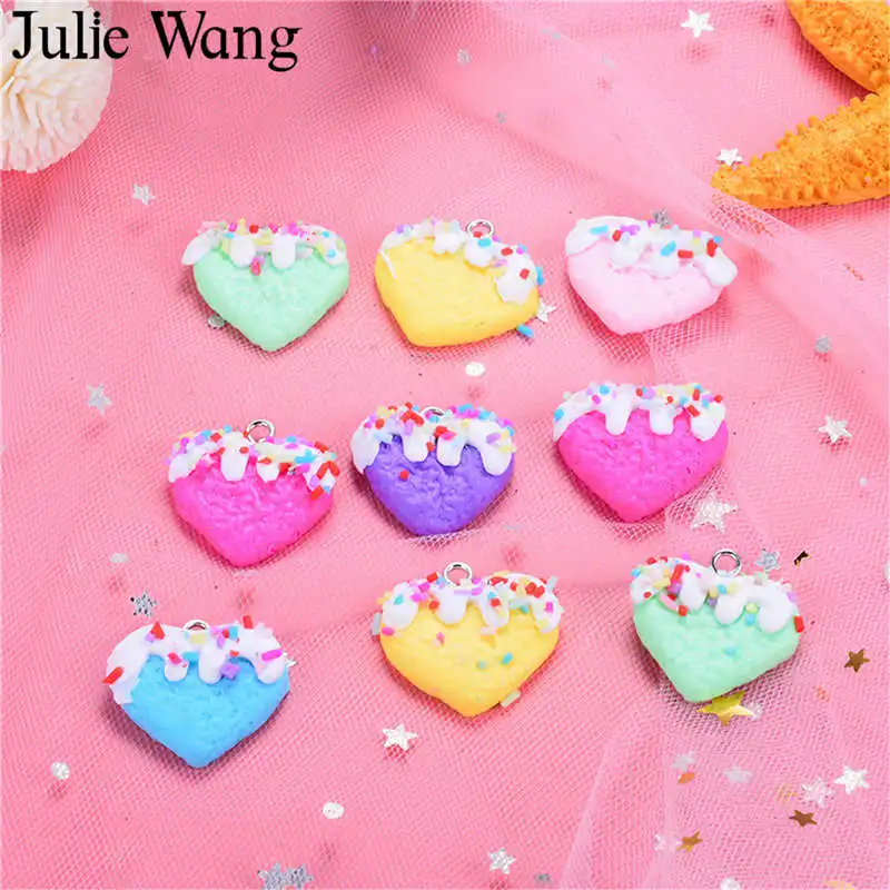 Julie Wang 10 шт. Полимерная глина сердце мороженое торт с крючком слайм Подвески
