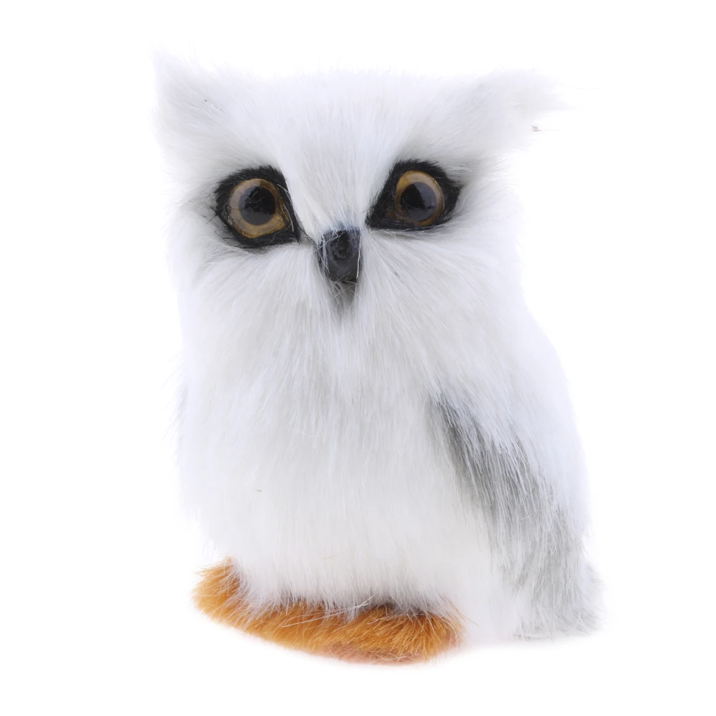 Mini Simulation Owl Animal Home Decoration Simulation Artificial Owl White