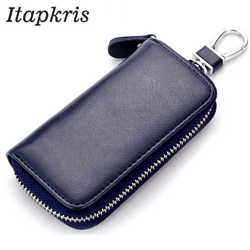 Itapkris High Quality Leather Men Housekeeper Coin Pouch Key Wallet Fashion Organization Car Holder With Keyring Black | Багаж и сумки