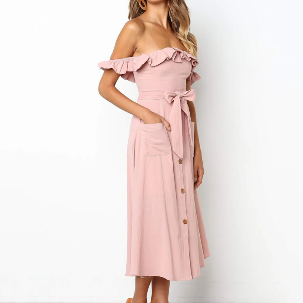 Spring New Style Womens Solid Off Shoulder Sleeveless Party Bodycon Slim Long Dress Sexy Backless Holiday Summer Dress
Spring New Style Womens Solid Off Shoulder Sleeveless Party Bodycon Slim Long Dress Sexy Backless Holiday Summer Dress
