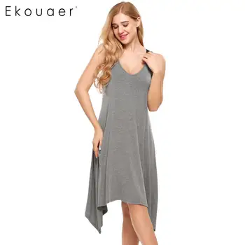 Ekouaer Womens Sleepwear Night Dress Solid V Neck Sleeveless Asymmetrical Lingerie Chemise Dress Nightgown Female Sleepshirt
Ekouaer Womens Sleepwear Night Dress Solid V Neck Sleeveless Asymmetrical Lingerie Chemise Dress Nightgown Female Sleepshirt