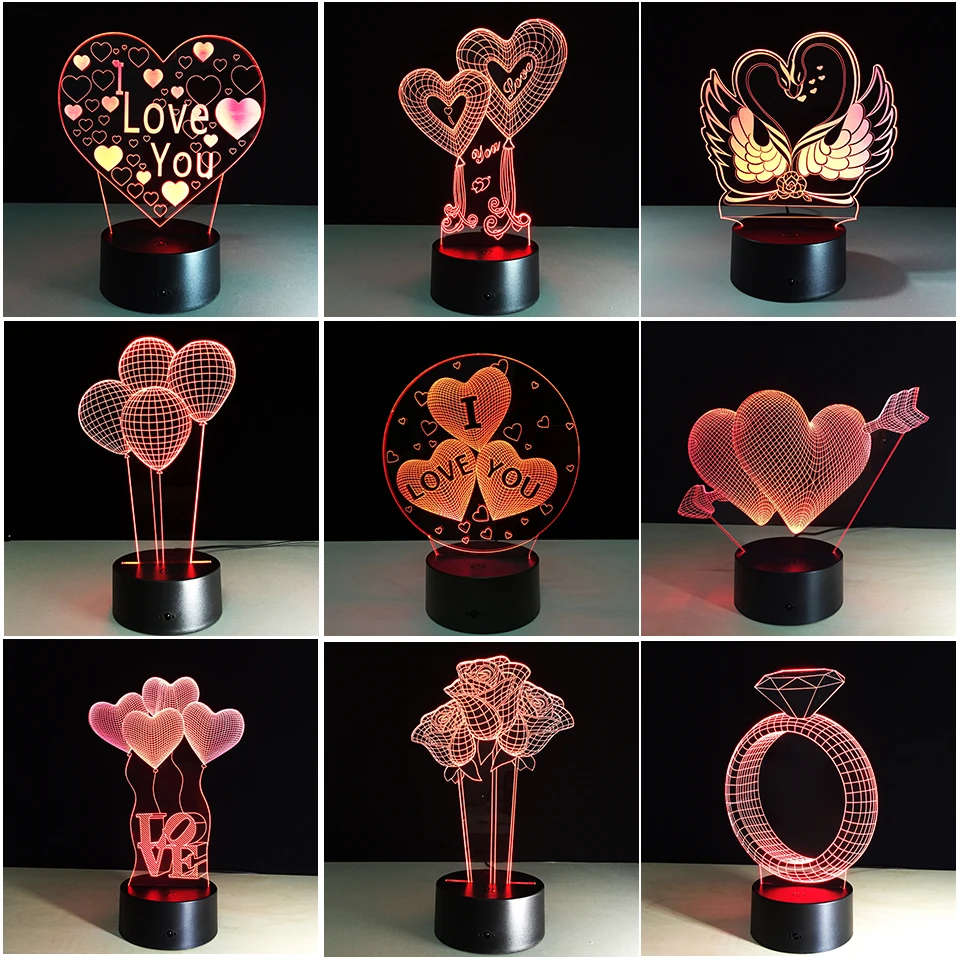 I LOVE YOU Sweet Lover Heart Diamond Ring 3D LED Night Light Romantic Decorative Colorful Lamp Girlfriend Wife Gift Dropshipping
I LOVE YOU Sweet Lover Heart Diamond Ring 3D LED Night Light Romantic Decorative Colorful Lamp Girlfriend Wife Gift Dropshipping