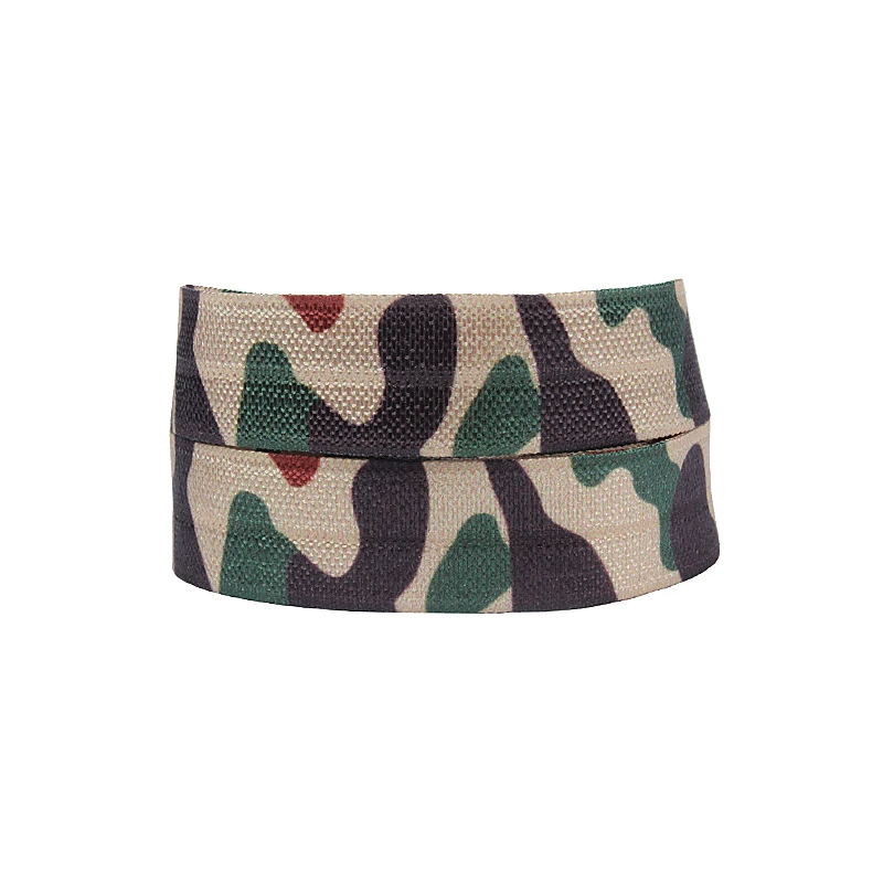 Wholesale camo printed fold over elastic, 5/8" heat transfer printed foe ribbon for headbands
Wholesale camo printed fold over elastic, 5/8" heat transfer printed foe ribbon for headbands