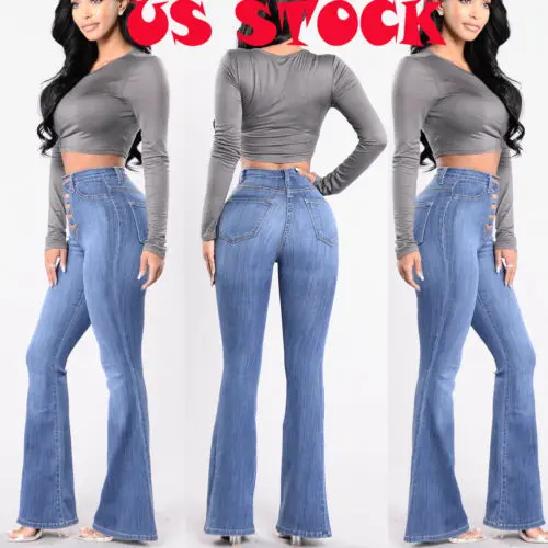 New Fashion Womens High Waist Flared Denim Pants Bell Bottom Jeans trendy Light Denim Lady Casual Flare Pants
New Fashion Womens High Waist Flared Denim Pants Bell Bottom Jeans trendy Light Denim Lady Casual Flare Pants