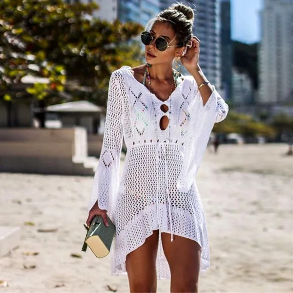 Crochet White Knitted Beach 2019 Women Cover Up Dress Tunic Long Pareos Bikinis Cover Ups Swim Cover Up Robe Plage Beachwear
Crochet White Knitted Beach 2019 Women Cover Up Dress Tunic Long Pareos Bikinis Cover Ups Swim Cover Up Robe Plage Beachwear