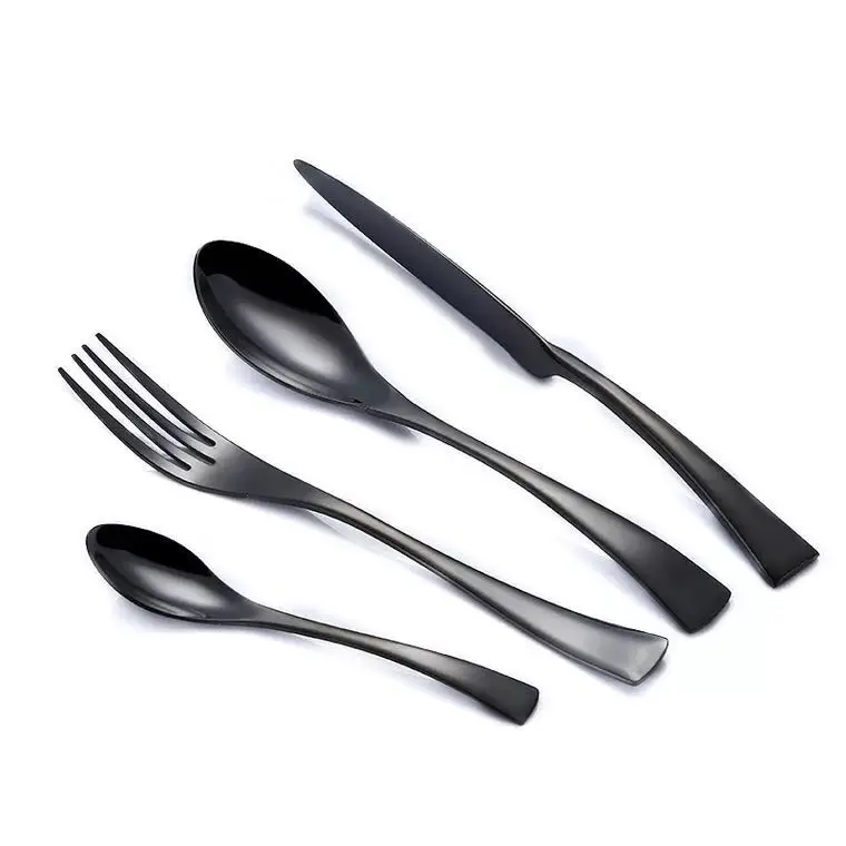 4Pcs/Lot Reusable 304 Stainless Steel Flatware Creative Black Dinner Set Dinnerware Cutlery Set Knife Fork Scoops Tableware Set
4Pcs/Lot Reusable 304 Stainless Steel Flatware Creative Black Dinner Set Dinnerware Cutlery Set Knife Fork Scoops Tableware Set