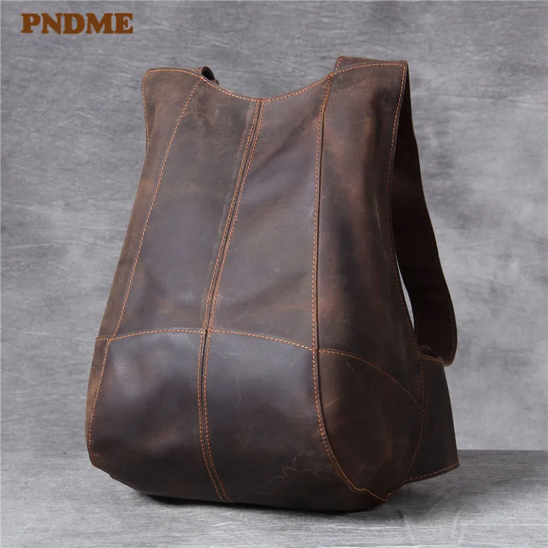 PNDME simple high quality crazy horse leather men's women's backpack vintage casual genuine leather designer small bagpack
PNDME simple high quality crazy horse leather men's women's backpack vintage casual genuine leather designer small bagpack
