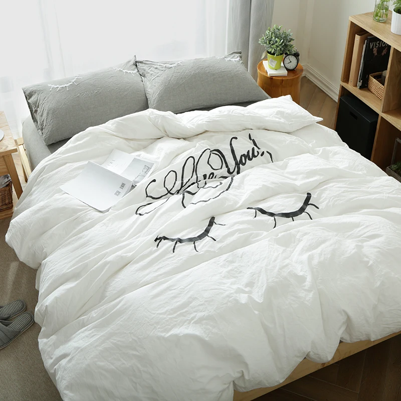 100% Cotton High Quality Comfortable Bedding Set Fashion Eyelash Pattern Queen King Bed Sheet Pillowcase Duvet Cover Set Textile
100% Cotton High Quality Comfortable Bedding Set Fashion Eyelash Pattern Queen King Bed Sheet Pillowcase Duvet Cover Set Textile