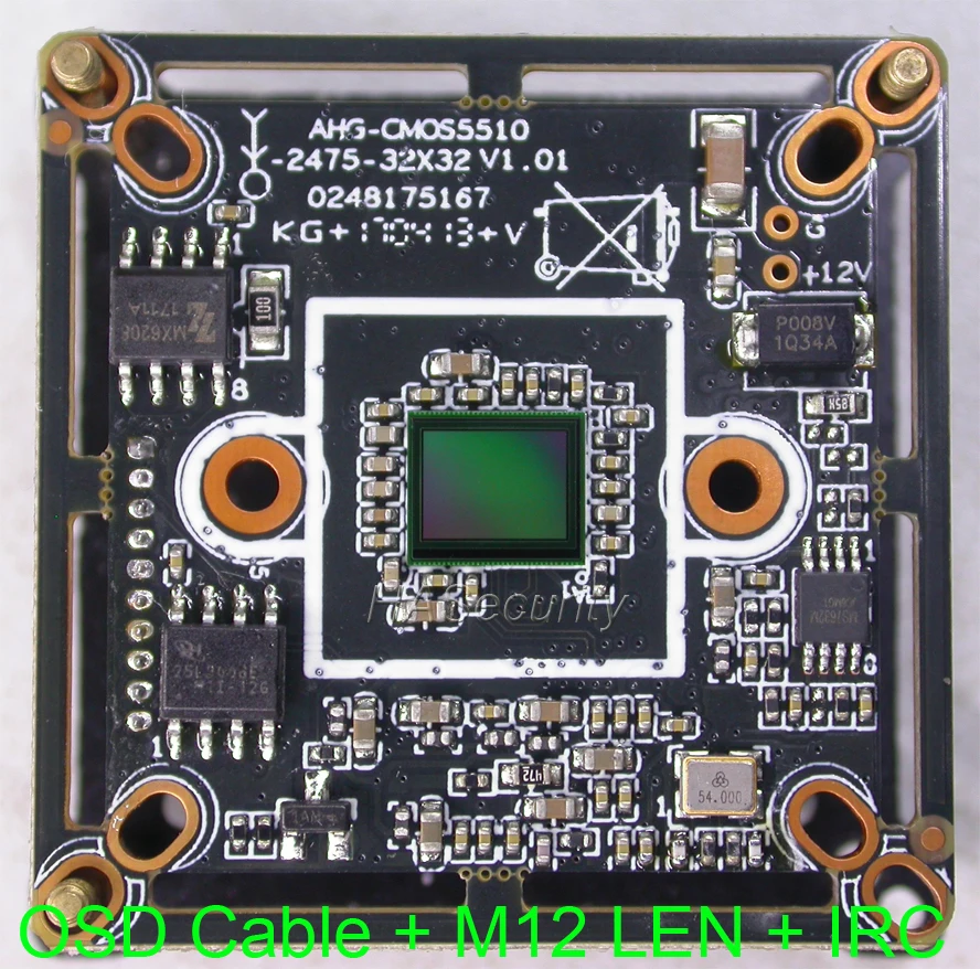 

5.0MP AHD 1/1.2.5" PS5510 CMOS image sensor + NVP2475 CCTV camera PCB board module +OSD cable +IRC +M12 LENs (UTC supported)