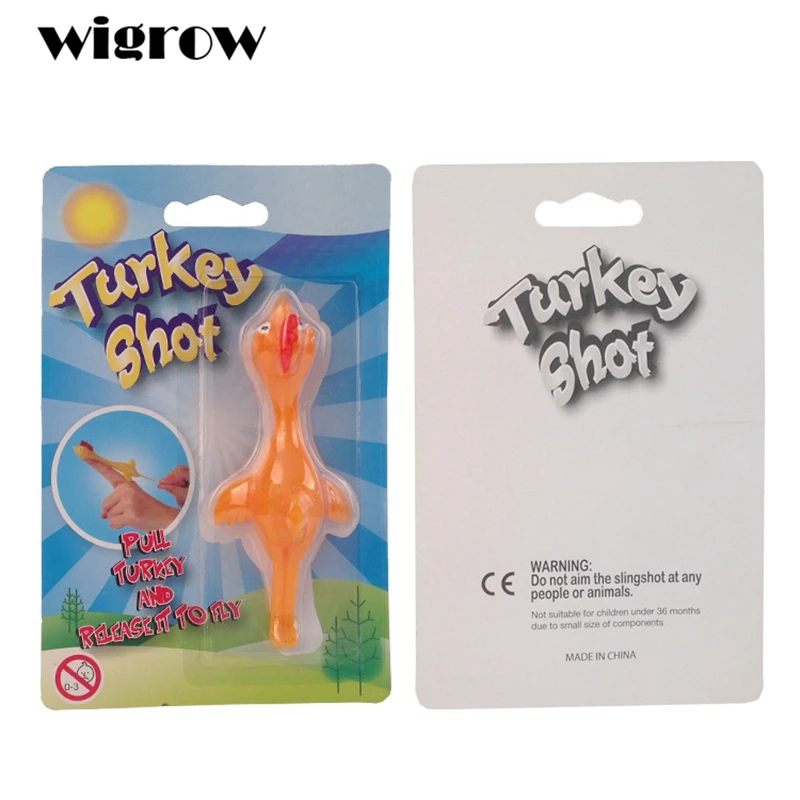 Novelty Funny Sticky Flying Rubber Sling Shot Chicken Flying Finger Toys/_ K7T