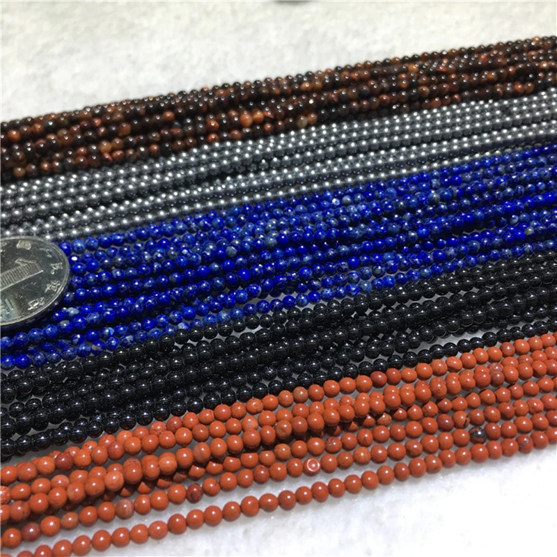 3MM 1Strand-128Pcs 100% Natural Tiger Eye Stone Raw Lapis Lazuli Black Bead Strands Jewellery Loose Beads | Украшения и