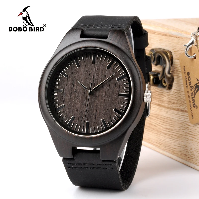 BOBO BIRD WD26 Mens Design Brand Luxury Black Wooden Watches Real Leather Quartz Watch for Men Natural Ebony Wood Drop Shipping
BOBO BIRD WD26 Mens Design Brand Luxury Black Wooden Watches Real Leather Quartz Watch for Men Natural Ebony Wood Drop Shipping
