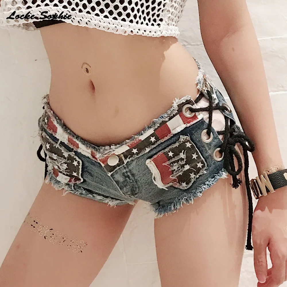 Sexy Women jeans denim shorts 2020 Summer Denim National flag prints broken hole Lace-up shorts Ladies Skinny super short jeans
Sexy Women jeans denim shorts 2020 Summer Denim National flag prints broken hole Lace-up shorts Ladies Skinny super short jeans